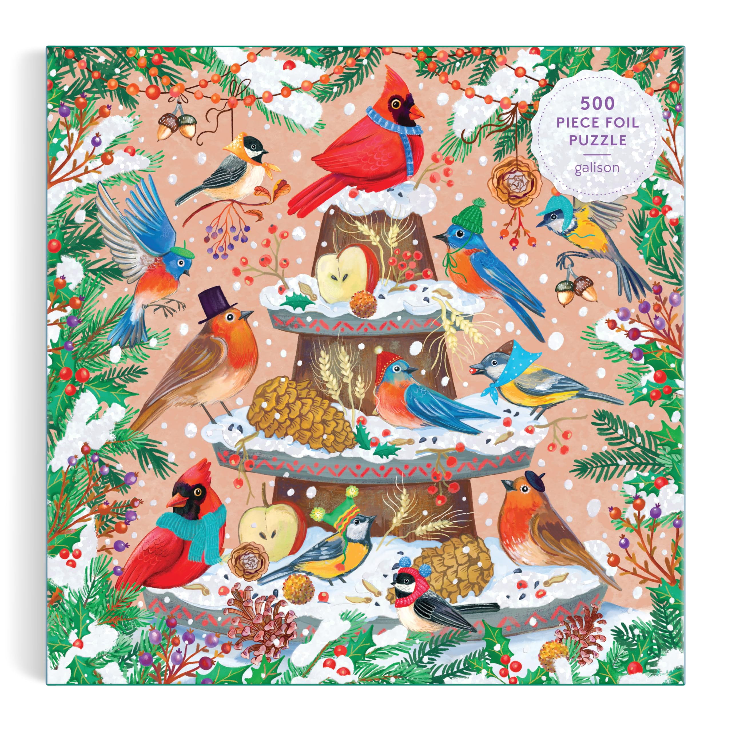 Amazon.com: Galison Festive Feathers – 500 Piece Foil Jigsaw